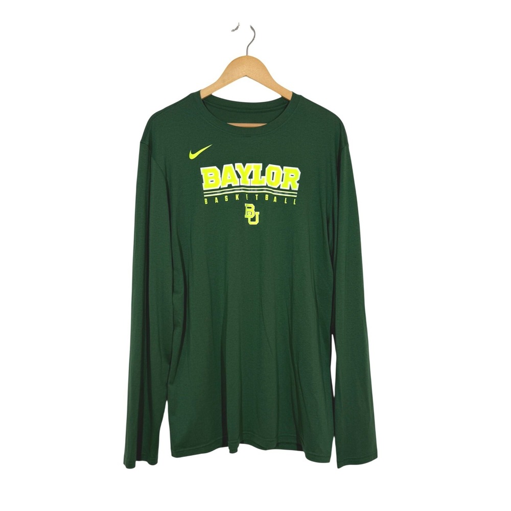Nike Baylor Basketball Shirt Mens XLT Green Long Sleeve Dri-FIT BU NCAA Athletic